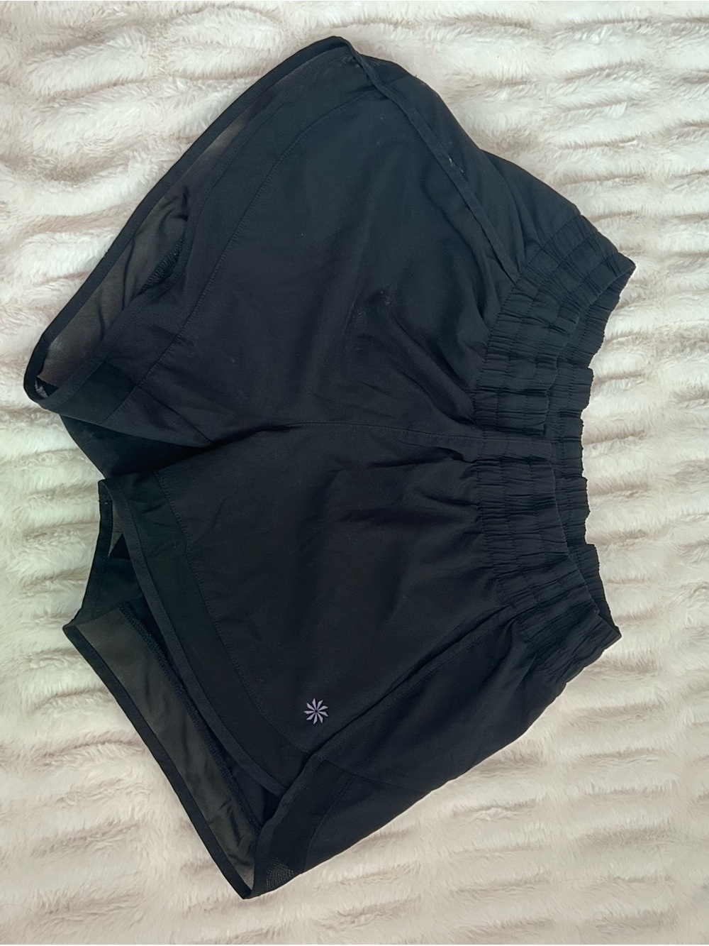 Athleta Black Athletic Running Shorts with Mesh Trim
